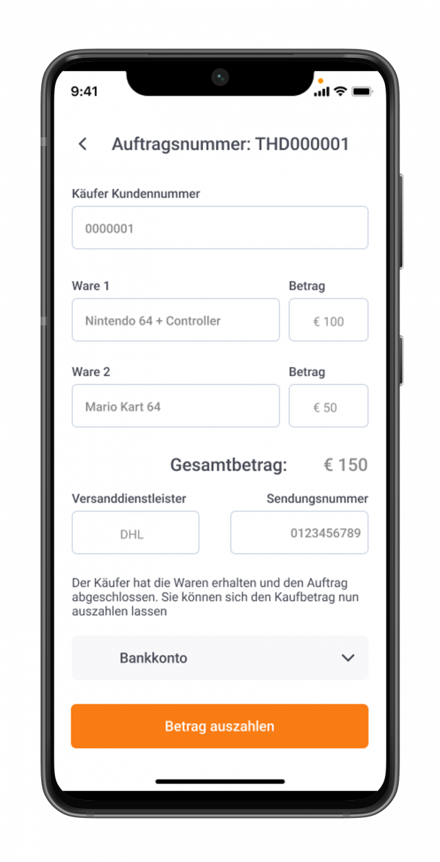 Treuhanddienste Verkäufer Betrag auszahlen